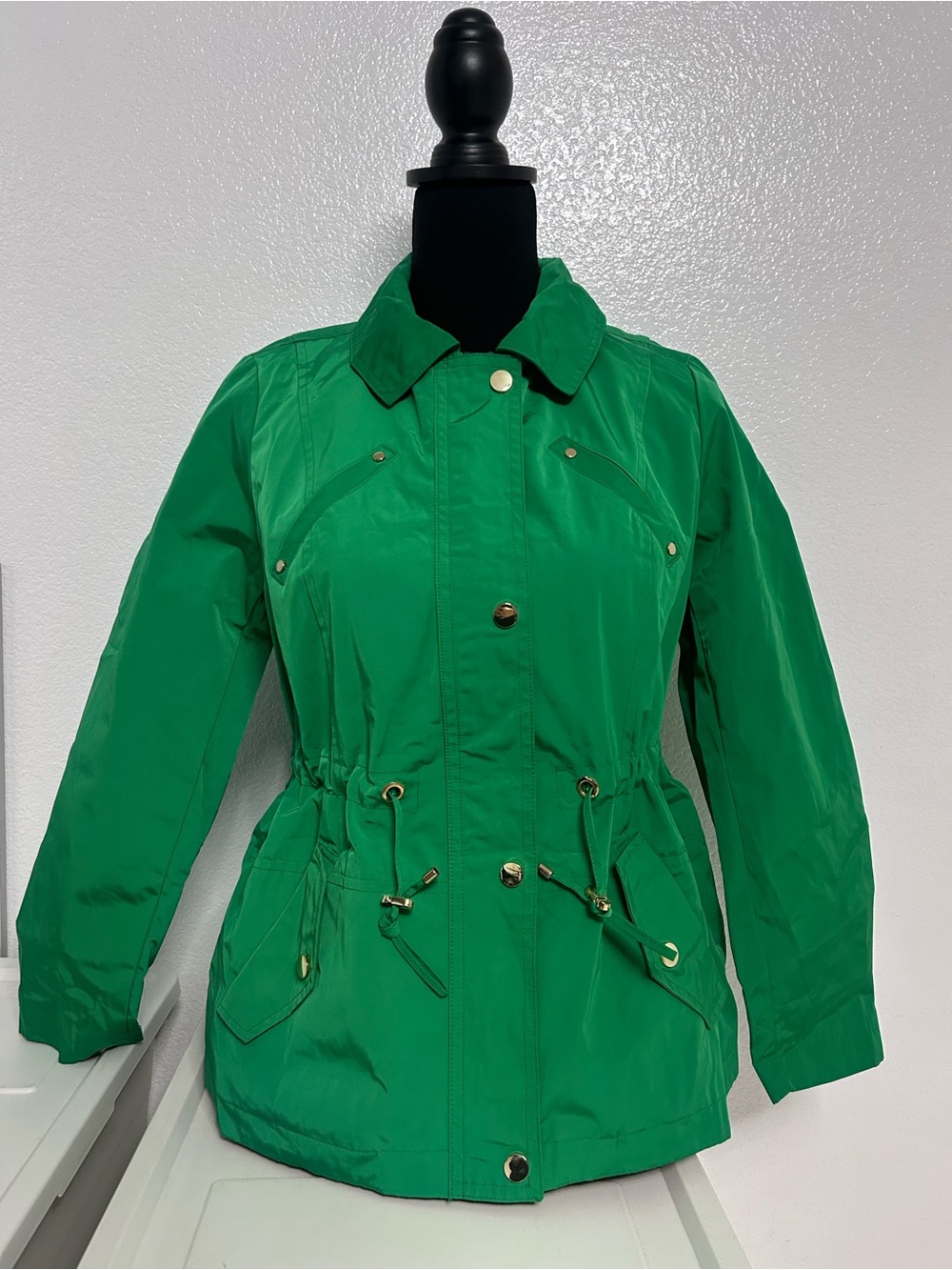 Charter Club Emerald Green Utility Jacket with Drawstring Waist